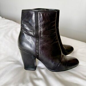 Prada Black Leather Ankle Booties